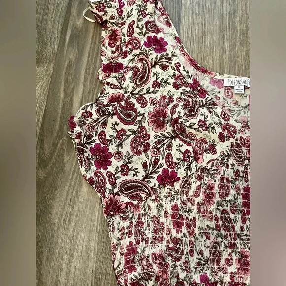 NWOT Patrons of Peace Ivory Ruffle Crop Top Smocked Boho - Picture 3 of 5